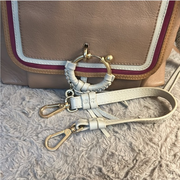 See By Chloe Tan and Pink Crossbody Bag with Saddle Shape - Picture 9 of 14